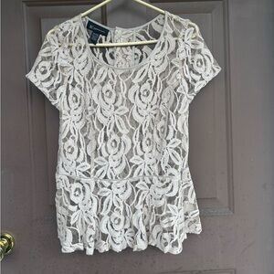 NWT INC International Concepts Lace Blouse - Cream